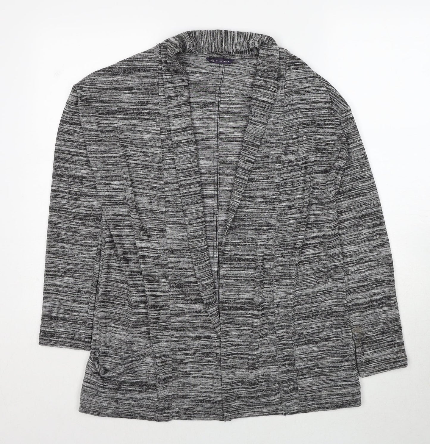 Marks and Spencer Womens Grey V-Neck Polyester Cardigan Jumper Size 10