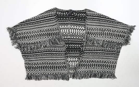 New Look Womens Black V-Neck Geometric Acrylic Cardigan Jumper Size M Pullover