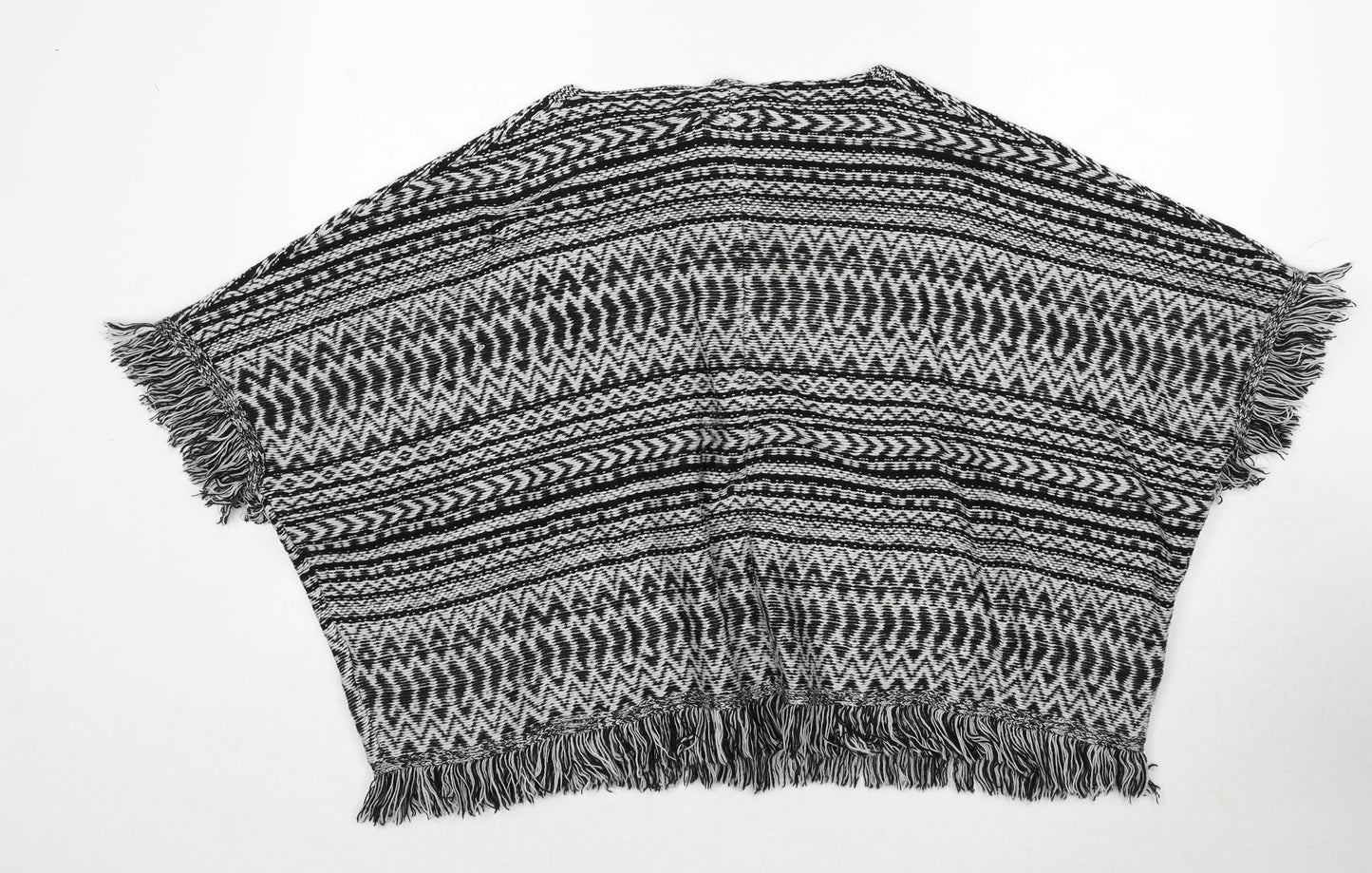 New Look Womens Black V-Neck Geometric Acrylic Cardigan Jumper Size M Pullover