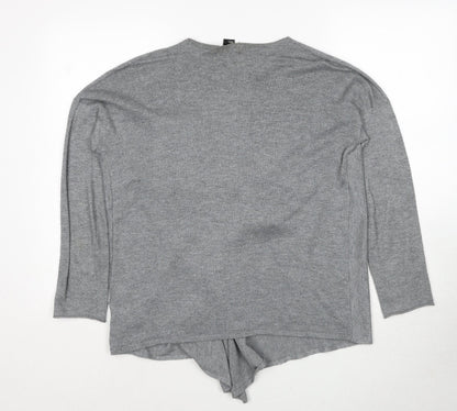 H&M Womens Grey V-Neck Polyester Cardigan Jumper Size M