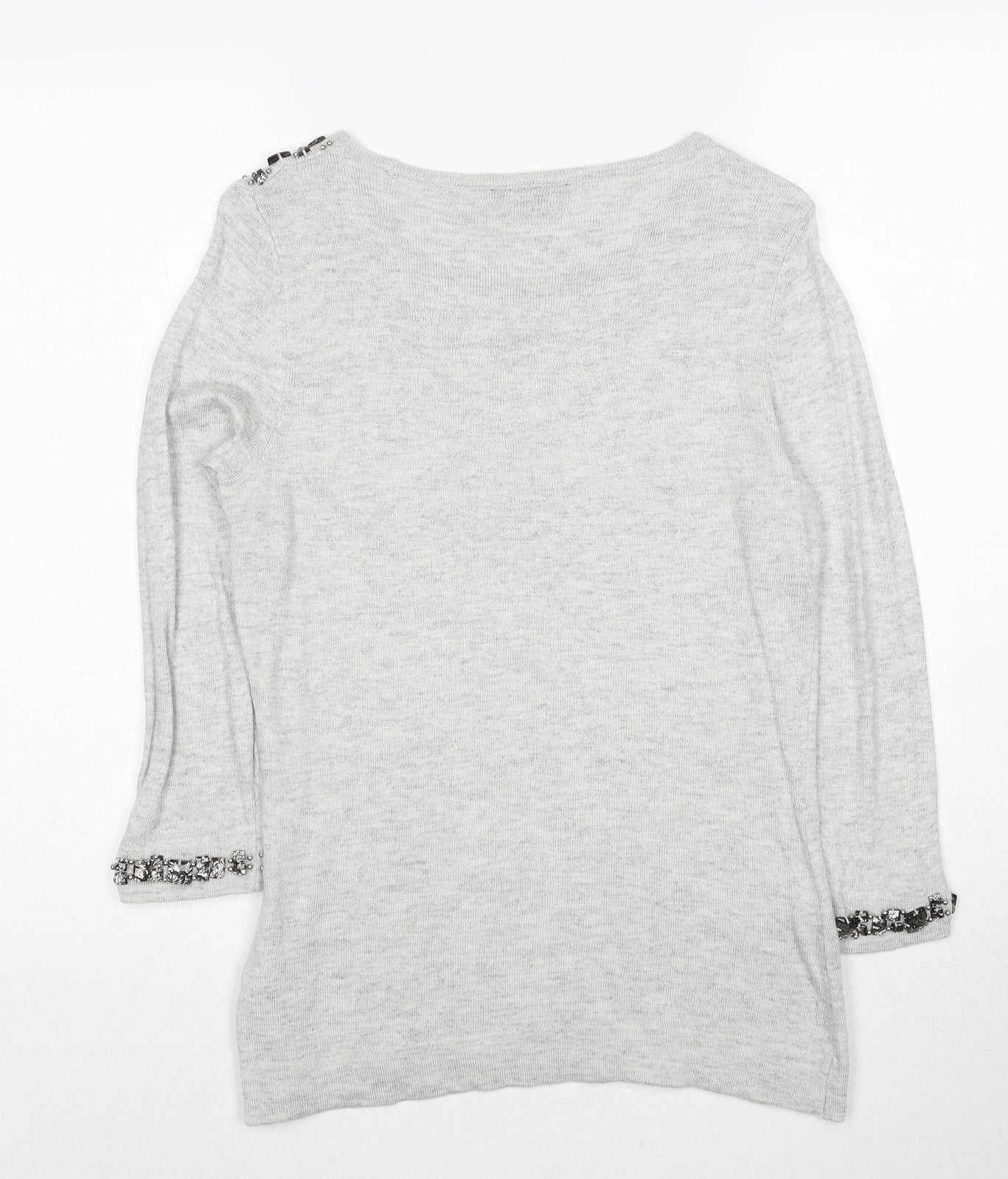 Wallis Womens Grey Round Neck Nylon Pullover Jumper Size S