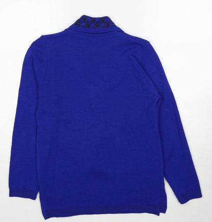 Insight Womens Blue V-Neck Acrylic Pullover Jumper Size S - Size S/M