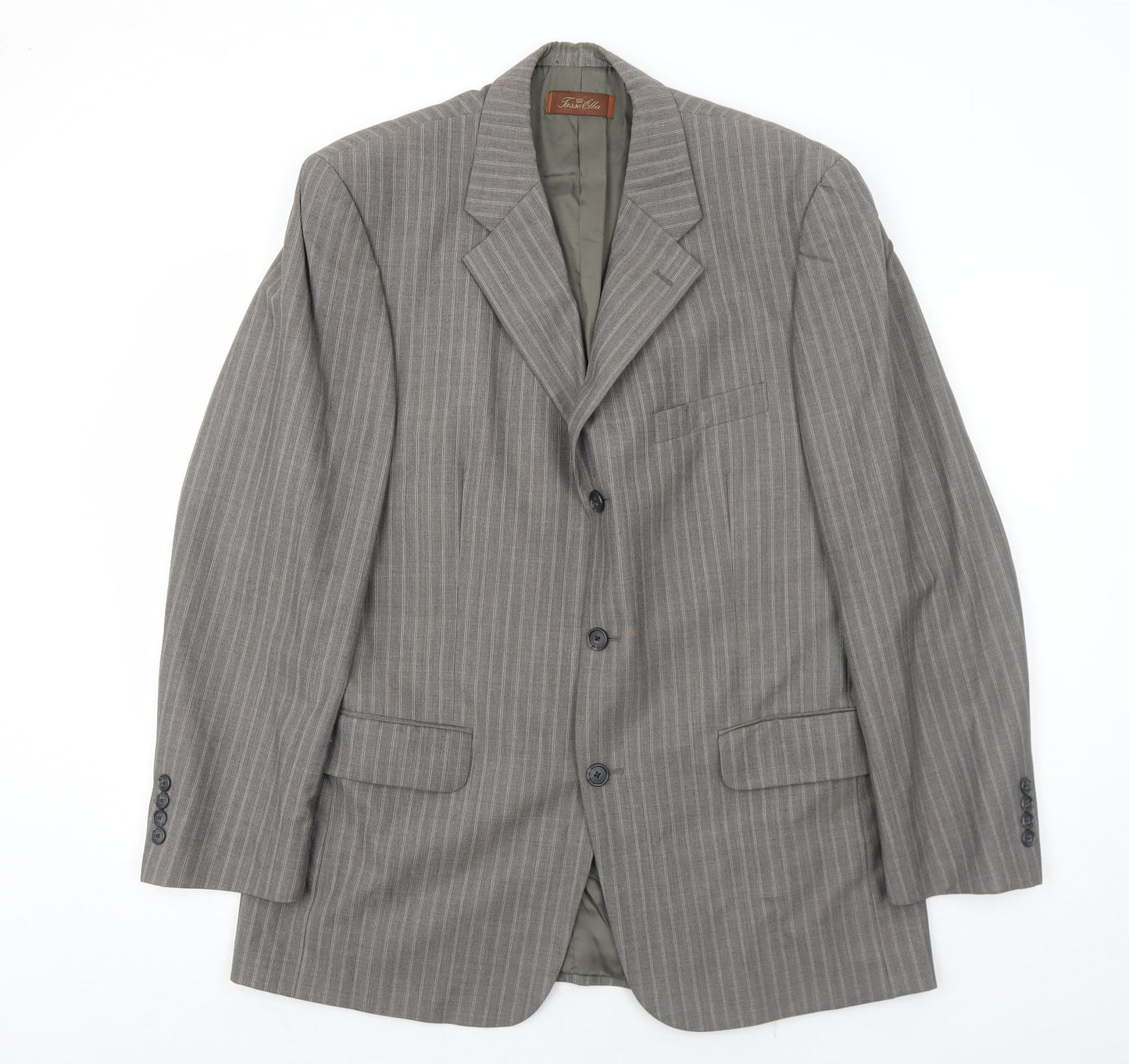 Tasso Ella Mens Grey Striped Wool Jacket Suit Jacket Size 40 Regular
