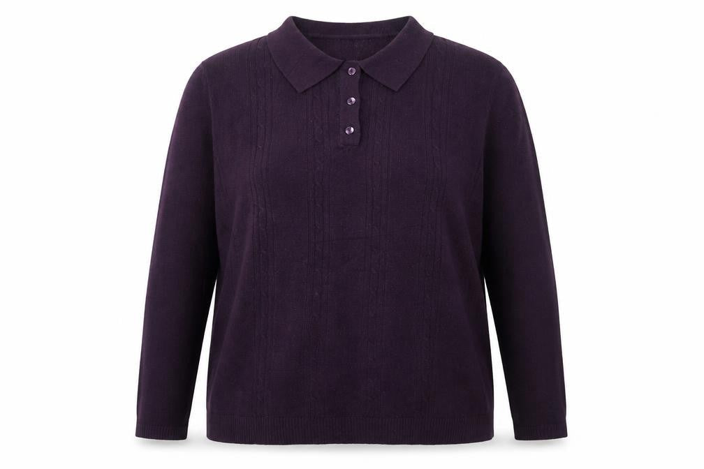 Wilkies Womens Purple Collared Acrylic Pullover Jumper Size 18 - Size 18-20
