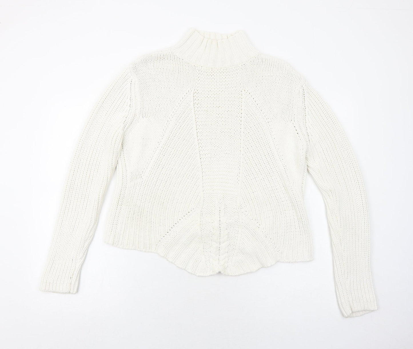 Principles Womens White Mock Neck Cotton Pullover Jumper Size 10