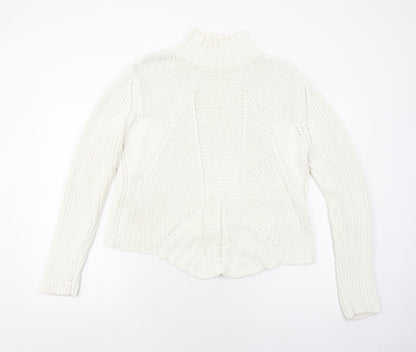 Principles Womens White Mock Neck Cotton Pullover Jumper Size 10