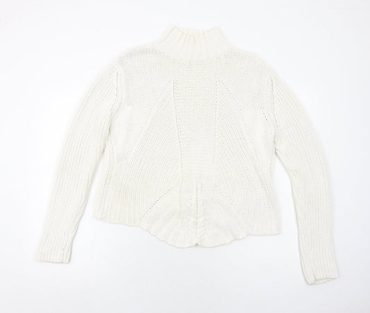 Principles Womens White Mock Neck Cotton Pullover Jumper Size 10