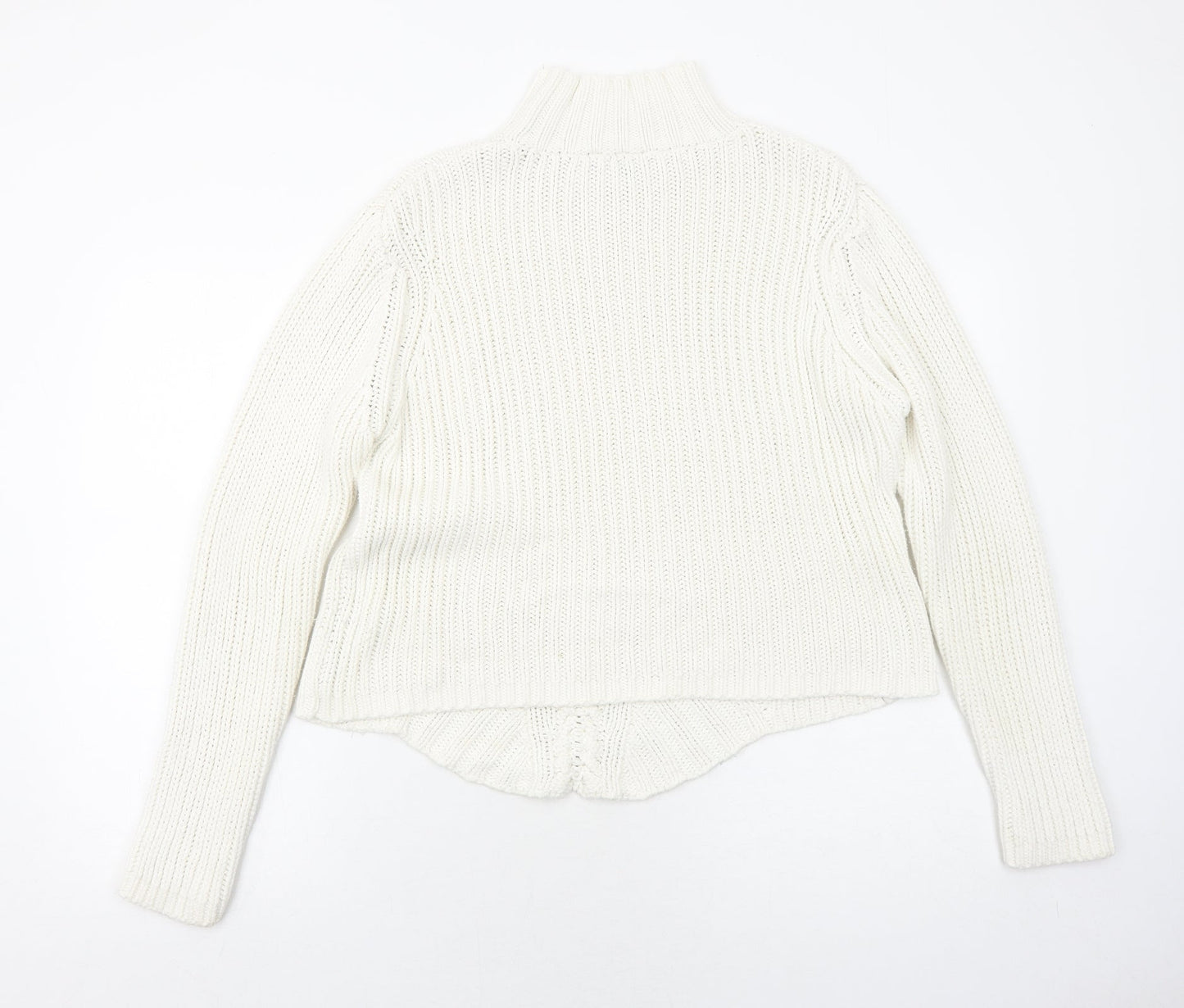 Principles Womens White Mock Neck Cotton Pullover Jumper Size 10