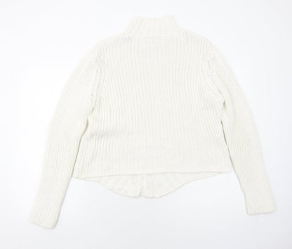 Principles Womens White Mock Neck Cotton Pullover Jumper Size 10