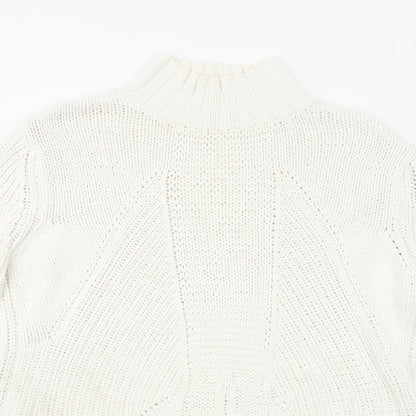 Principles Womens White Mock Neck Cotton Pullover Jumper Size 10