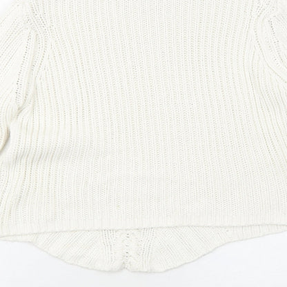 Principles Womens White Mock Neck Cotton Pullover Jumper Size 10