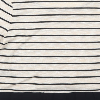 M&Co Womens Beige Round Neck Striped Viscose Pullover Jumper Size 10