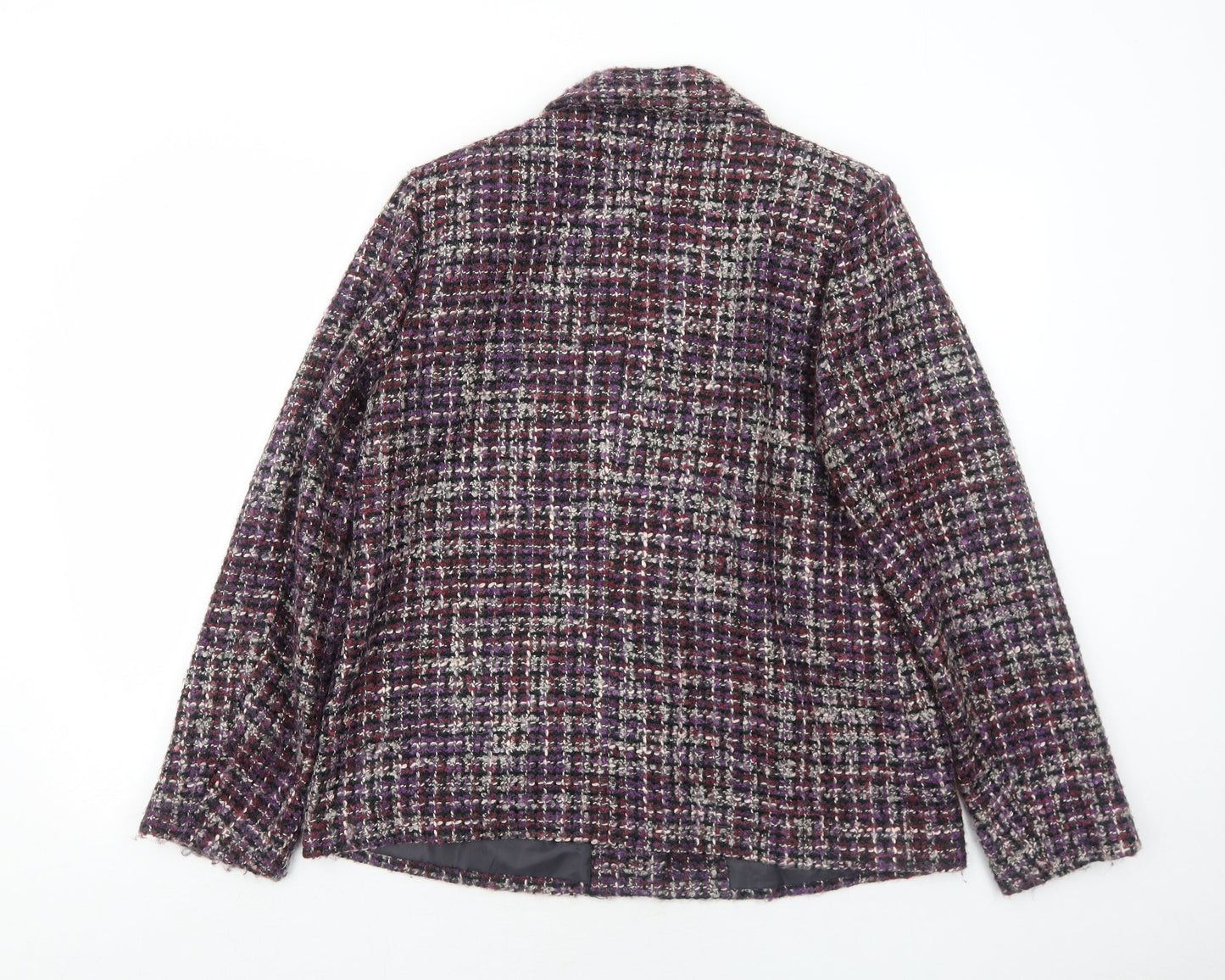 Damart Womens Purple Geometric Jacket Blazer Size 14 Button