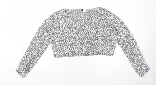 H&M Womens White Round Neck Polyester Pullover Jumper Size L