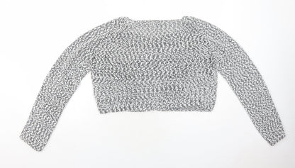 H&M Womens White Round Neck Polyester Pullover Jumper Size L