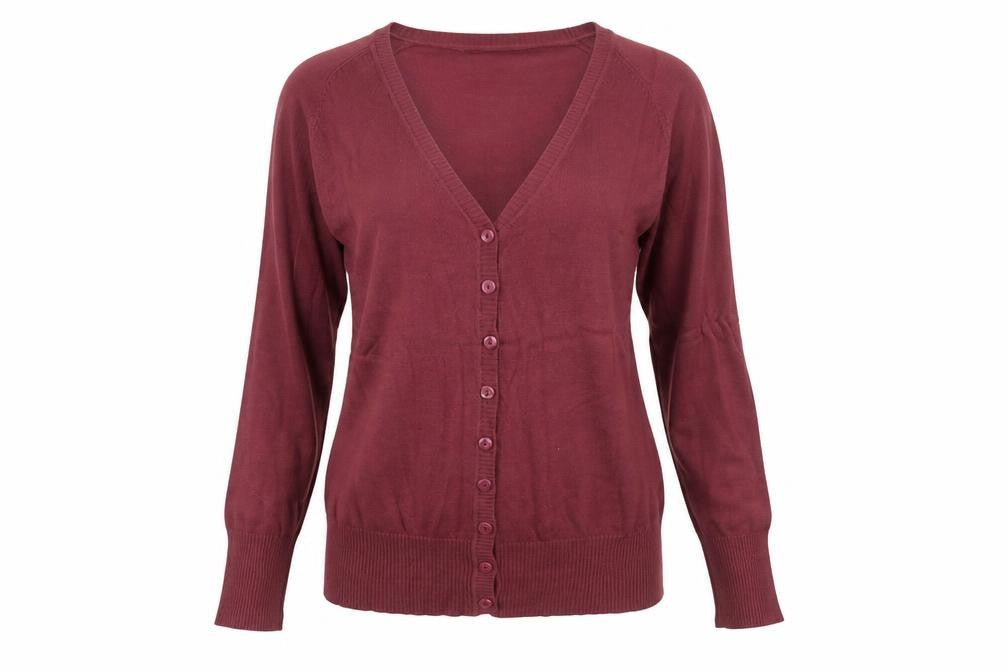 Blanco Tricot Womens Red V-Neck Viscose Cardigan Jumper Size S