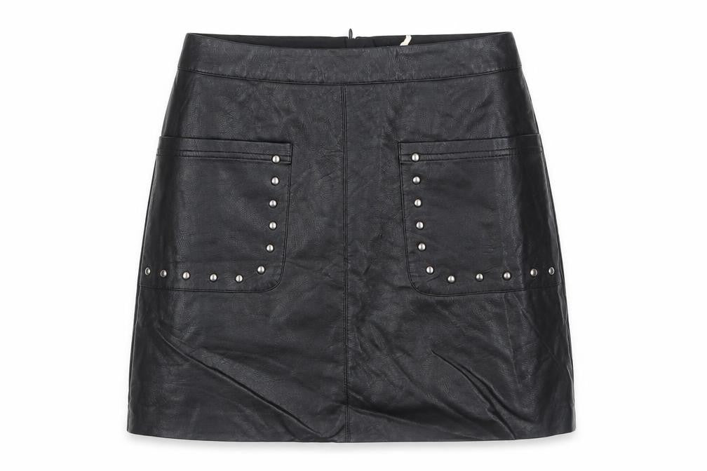 Marks & Spencer Womens Black Polyurethane A-Line Skirt Size 10 Zip