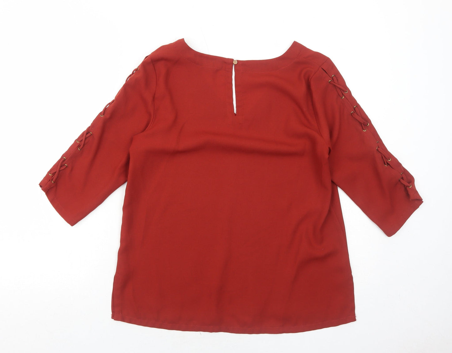 River Island Womens Orange Polyester Basic Blouse Size 8 V-Neck
