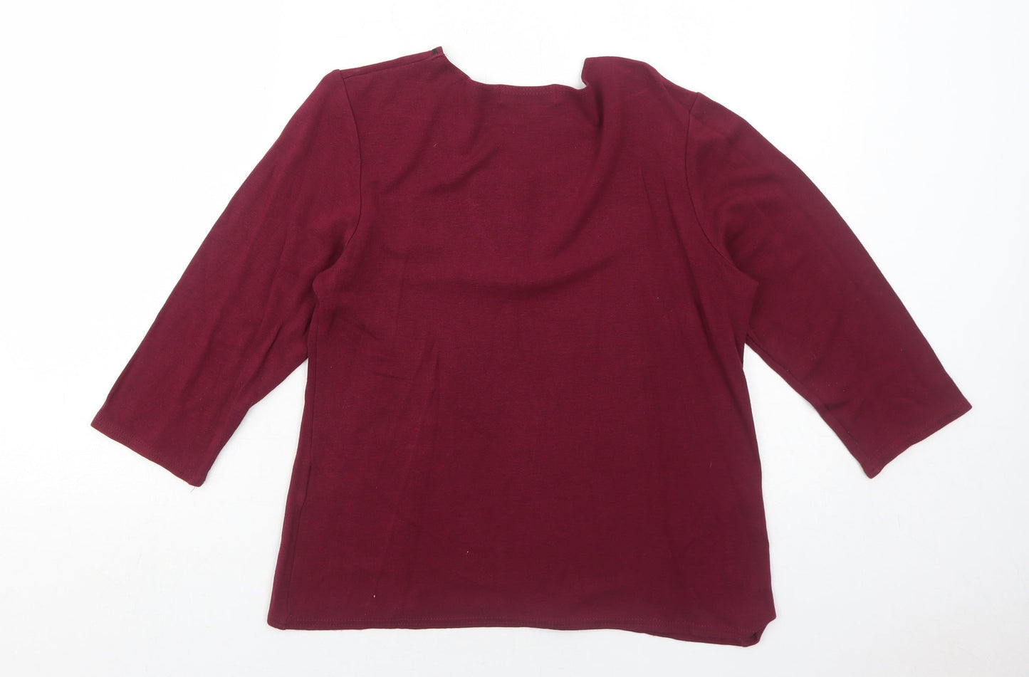 Just Elegance Womens Red Viscose Basic T-Shirt Size 14 Round Neck