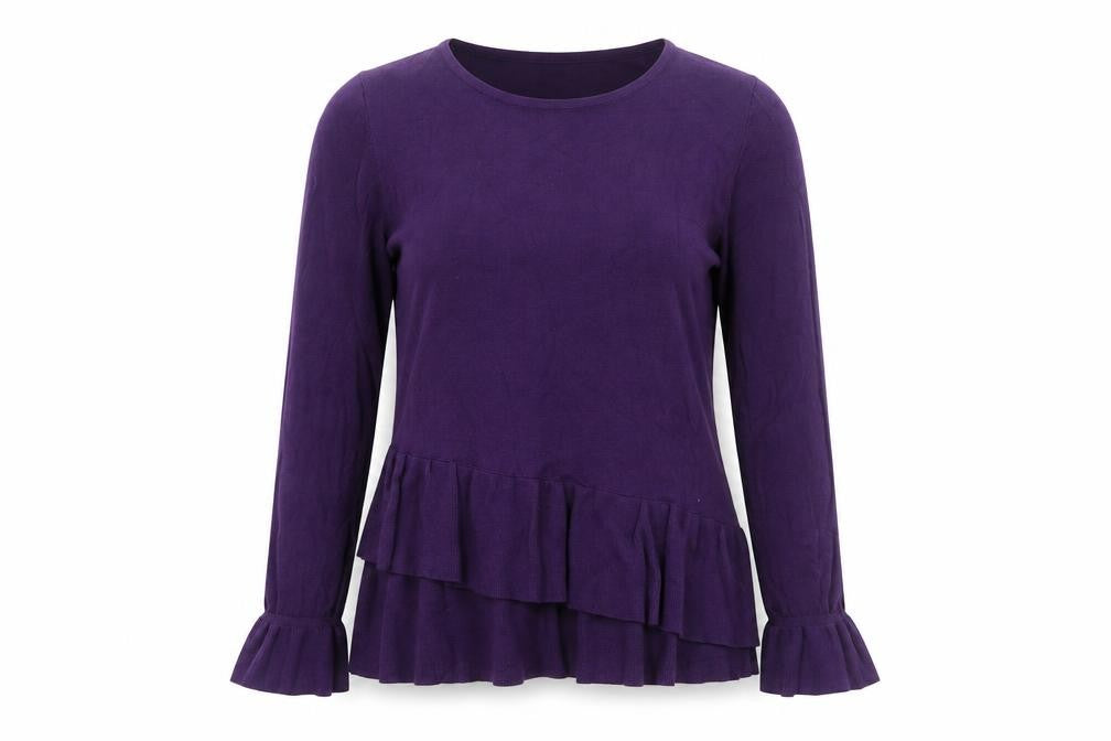 Wallis Womens Purple Round Neck Viscose Pullover Jumper Size 12