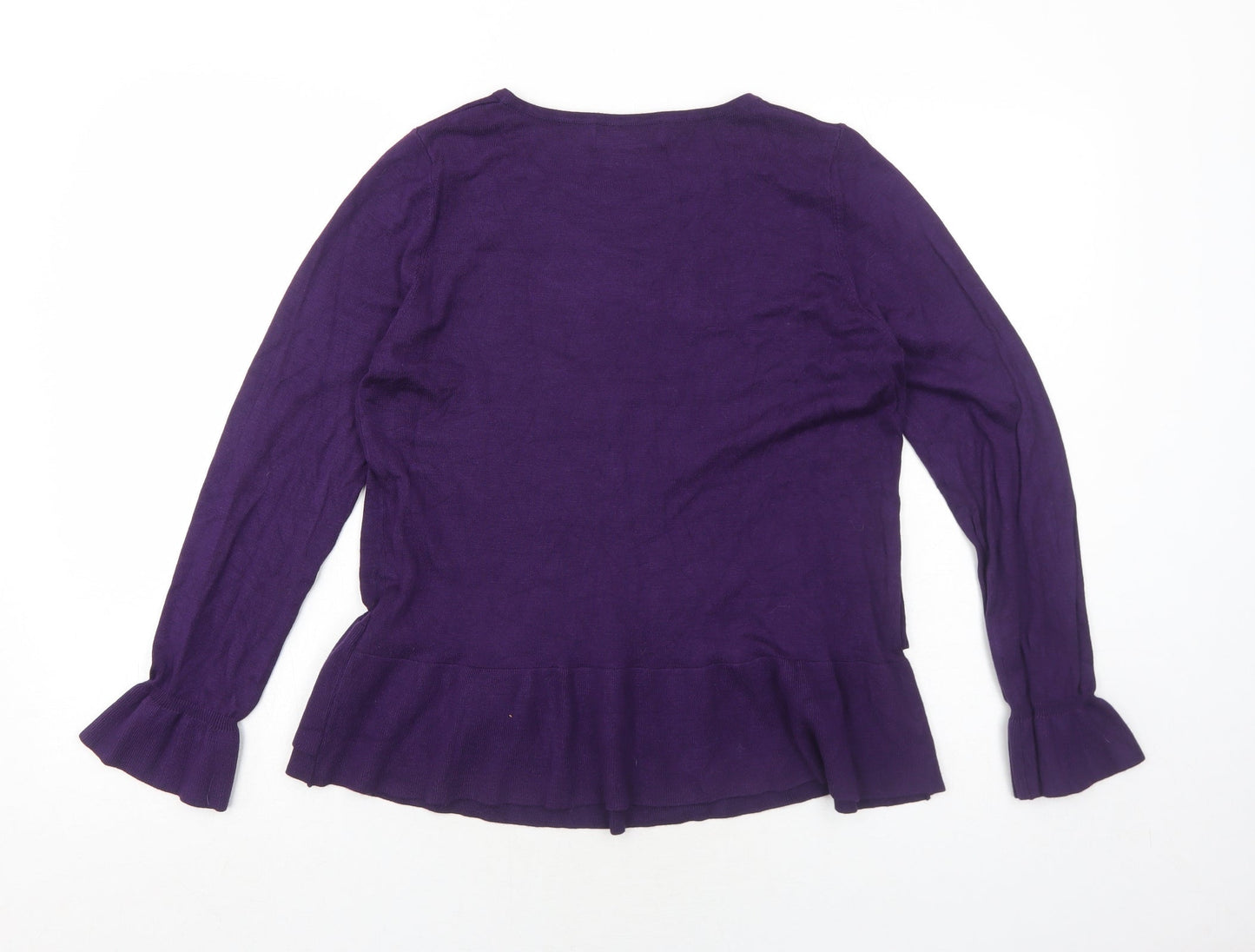 Wallis Womens Purple Round Neck Viscose Pullover Jumper Size 12