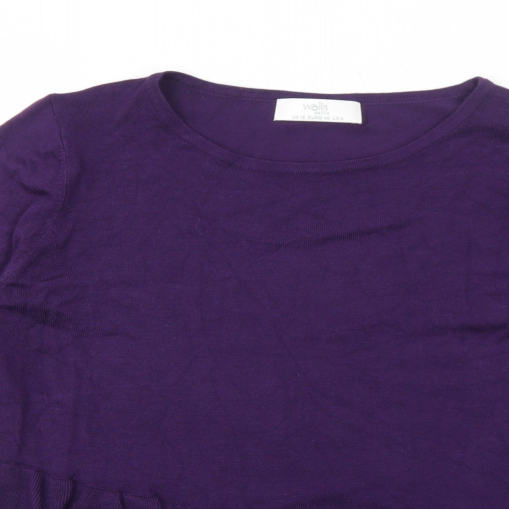 Wallis Womens Purple Round Neck Viscose Pullover Jumper Size 12