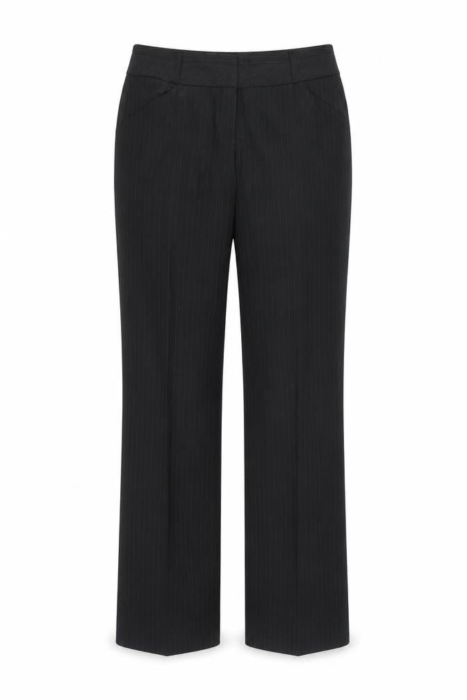 BOSS Womens Black Striped Cotton Dress Pants Trousers Size 14 Regular Zip