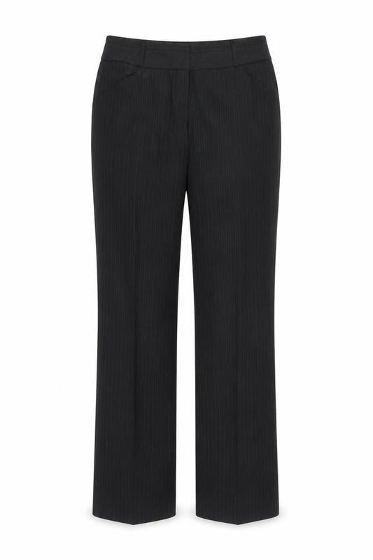 BOSS Womens Black Striped Cotton Dress Pants Trousers Size 14 Regular Zip