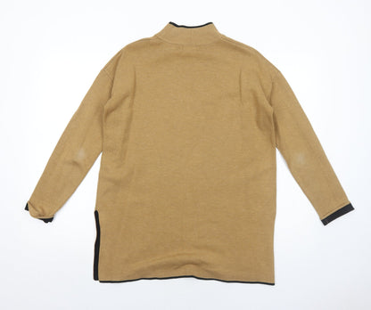 Topshop Womens Beige Mock Neck Acrylic Pullover Jumper Size 10