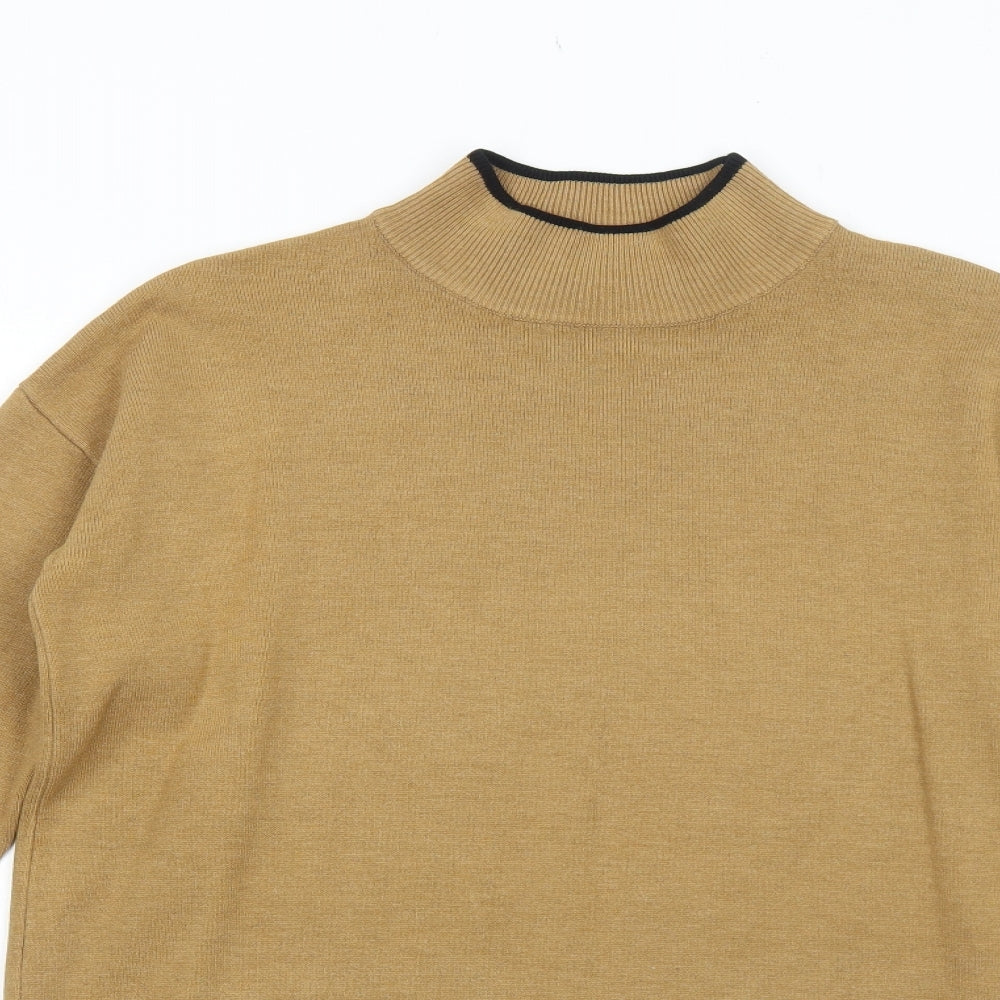 Topshop Womens Beige Mock Neck Acrylic Pullover Jumper Size 10