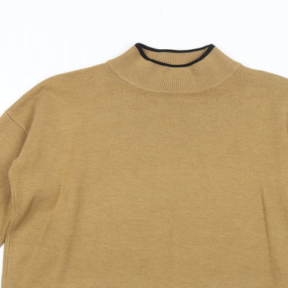 Topshop Womens Beige Mock Neck Acrylic Pullover Jumper Size 10