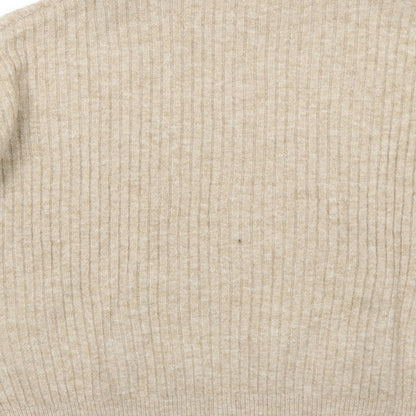 H&M Womens Beige Mock Neck Polyester Pullover Jumper Size XS
