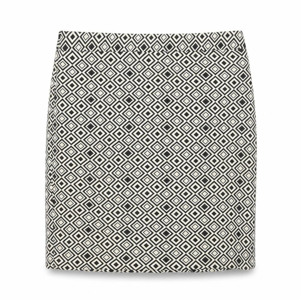Marks & Spencer Womens Black Geometric Polyester A-Line Skirt Size 8 Zip