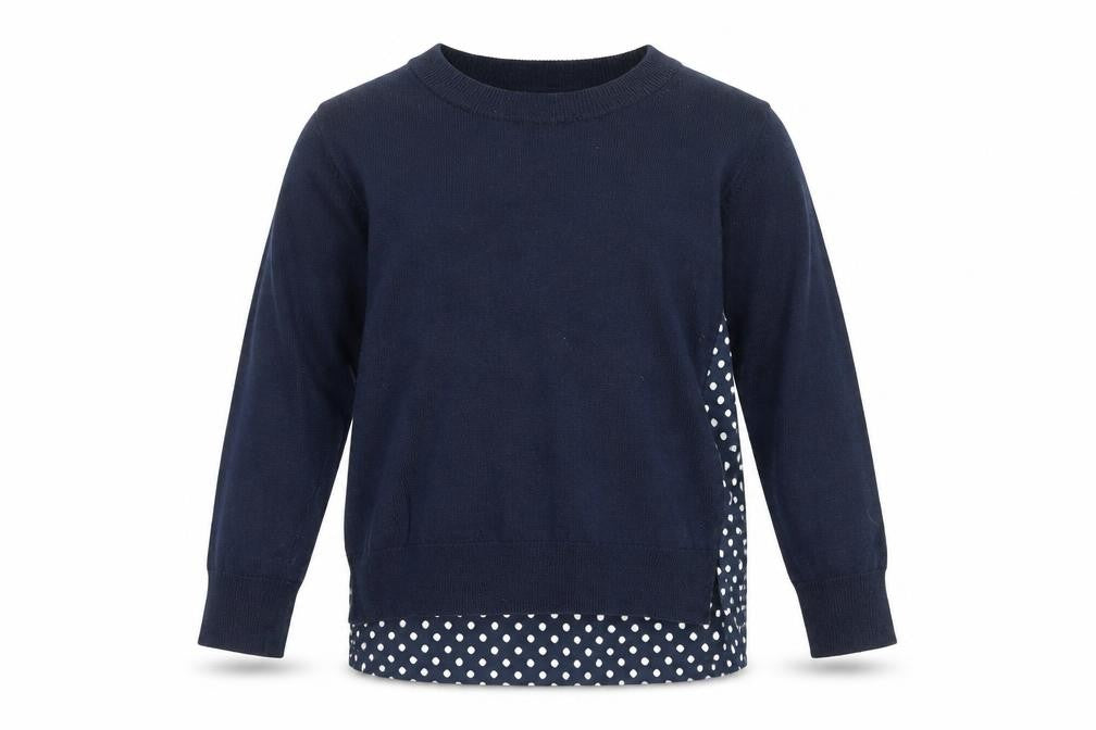 Crewcuts Girls Blue Round Neck Polka Dot Cotton Pullover Jumper Size 3 Years Pullover