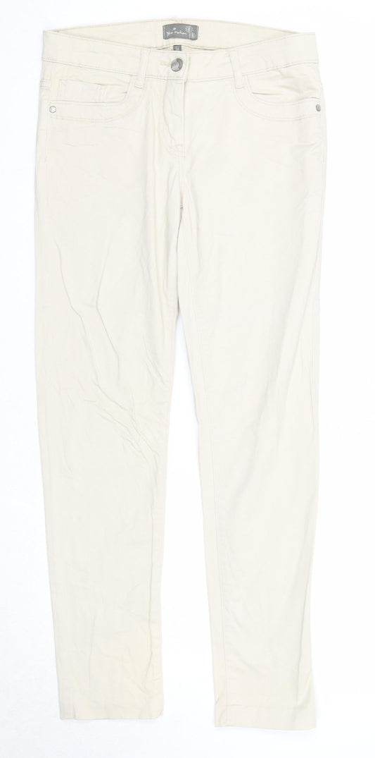 Blue Motion Womens Beige Cotton Trousers Size 8 Regular Zip