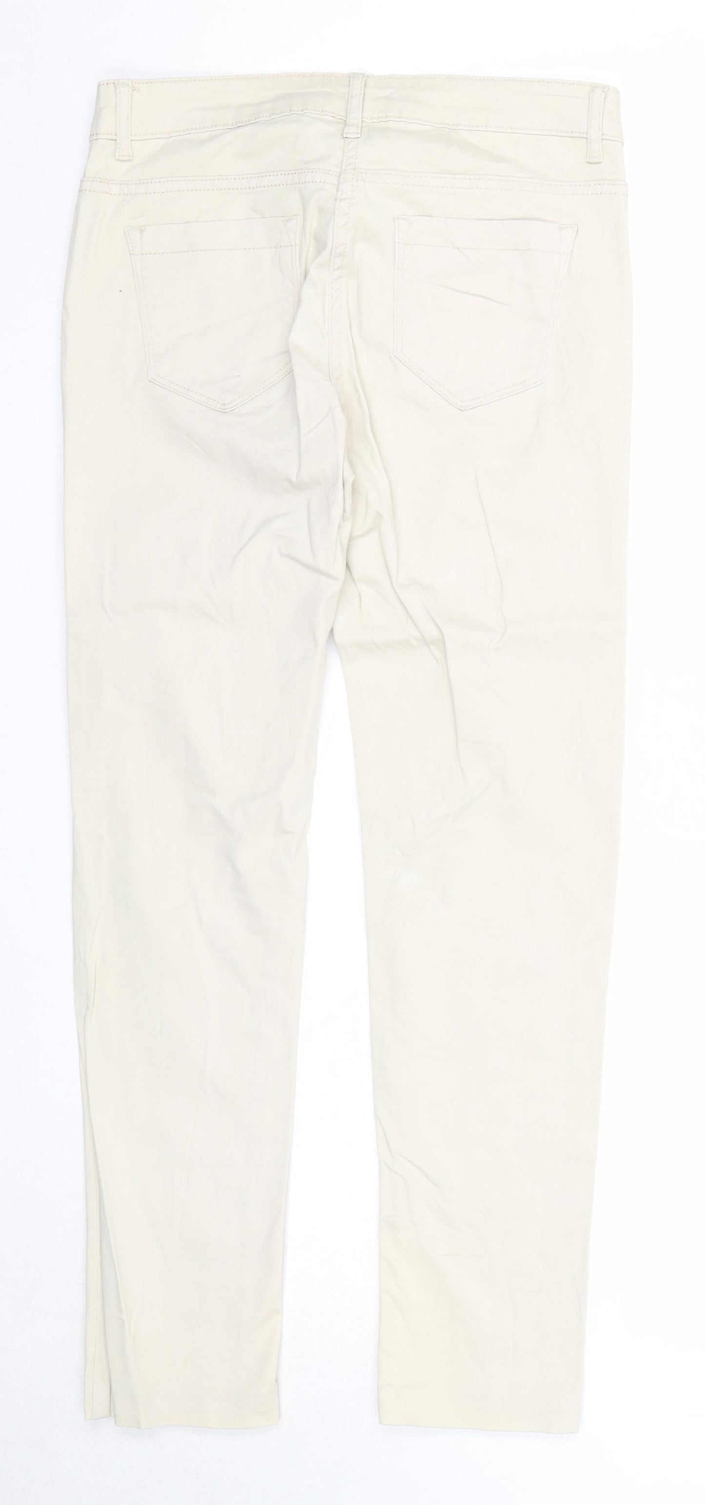 Blue Motion Womens Beige Cotton Trousers Size 8 Regular Zip
