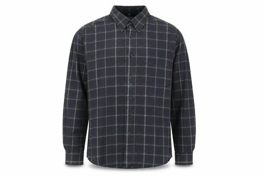 Cohesion Mens Grey Check Cotton Button-Up Size L Collared Button