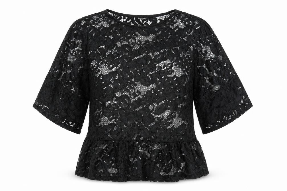River Island Womens Black Nylon Basic Blouse Size 10 Round Neck
