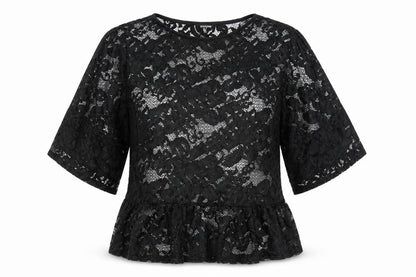 River Island Womens Black Nylon Basic Blouse Size 10 Round Neck