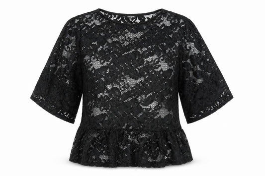 River Island Womens Black Nylon Basic Blouse Size 10 Round Neck