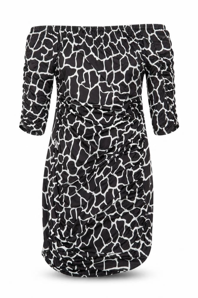 Nasty Gal Womens Black Geometric Polyester Bodycon Size 8 Off the Shoulder Pullover