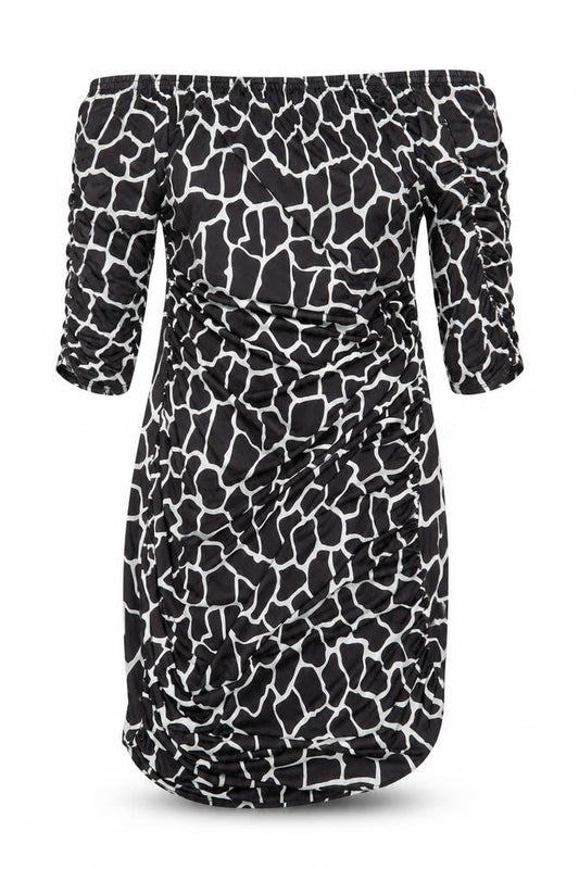 Nasty Gal Womens Black Geometric Polyester Bodycon Size 8 Off the Shoulder Pullover