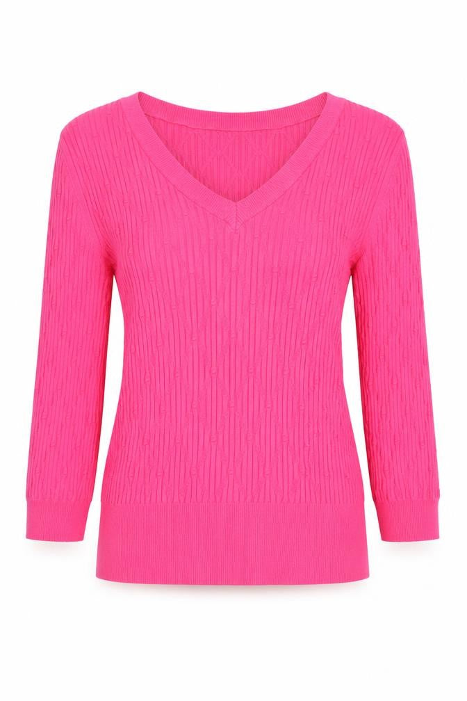 Marks & Spencer Womens Pink V-Neck Viscose Pullover Jumper Size 8