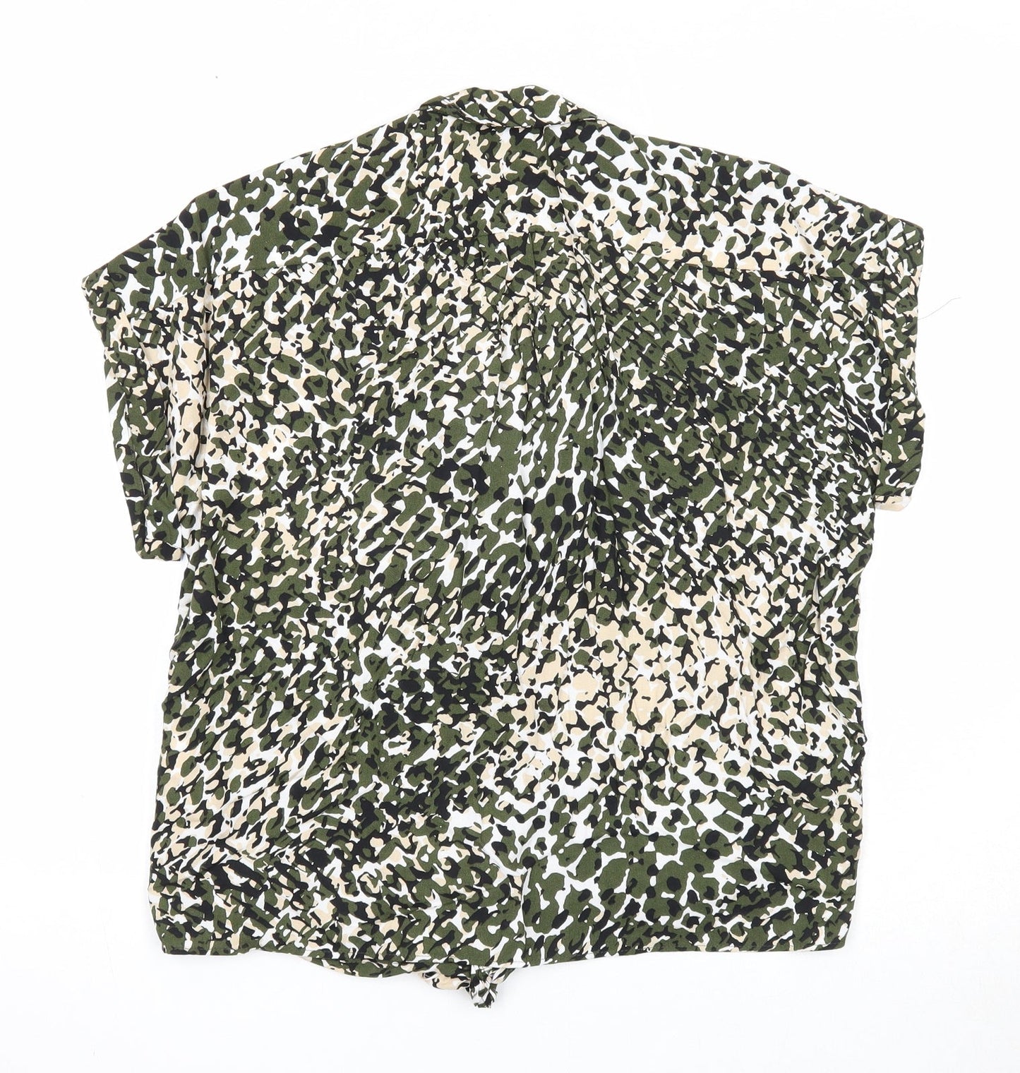 Dorothy Perkins Womens Green Geometric Viscose Basic Blouse Size 10 V-Neck