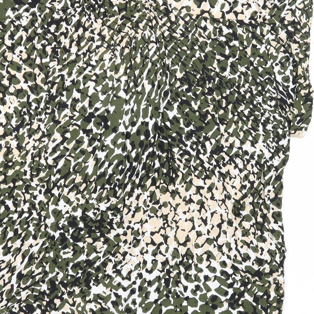 Dorothy Perkins Womens Green Geometric Viscose Basic Blouse Size 10 V-Neck