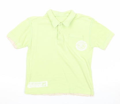 Dunnes Boys Green Cotton Basic Polo Size 7 Years Collared Button