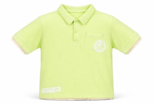 Dunnes Boys Green Cotton Basic Polo Size 7 Years Collared Button