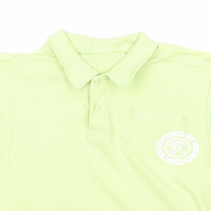 Dunnes Boys Green Cotton Basic Polo Size 7 Years Collared Button