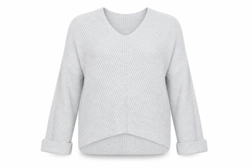 Topshop Womens Grey V-Neck Acrylic Pullover Jumper Size 12