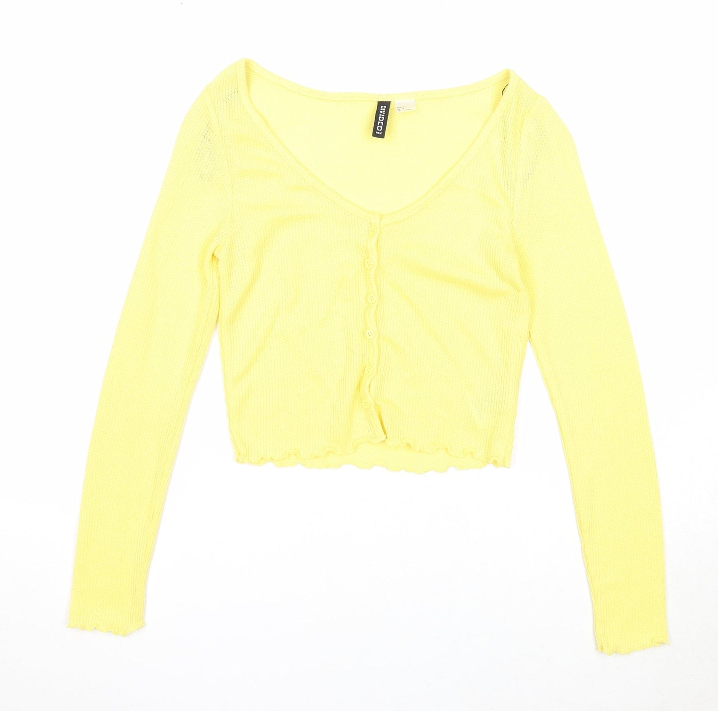 Divided by H&M Womens Yellow Scoop Neck Polyester Cardigan Jumper Size S